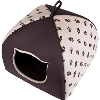 Pelíšek pro kočku Domeček pro kočku IGLOO R3 tlapky, béžový
