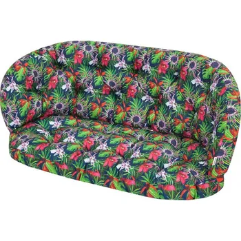 Polštář Polštář na ratanovou sedačku AMANDA oxford, květiny a listy