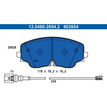 Brzdová destička Sada brzdových destiček, kotoučová brzda ATE 13.0460-2654.2
