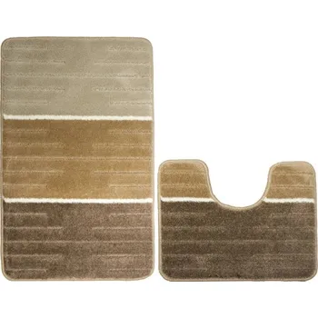 Koberec Sada koupelnových koberečků COMO béžová / krémová, pruhy