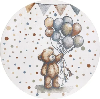 Koberec Koberec BONO 9614 medvídek / balony, krémový / světle šedý, kruh