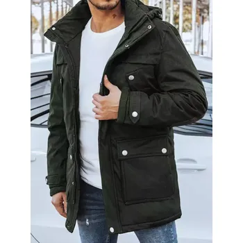Pánská parka Tmavě zelená teplá kabátová bunda s kapsami TX4280 Velikost: 3XL