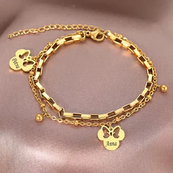 Náramek Dámský náramek z chirurgické oceli Minnie Zlatý