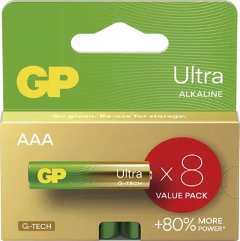 Alkalická baterie GP Ultra AAA (LR03), 8 ks 1014128000