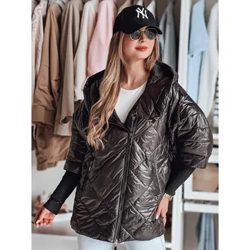 Dámská bunda Černá dámská přechodová bunda s manžetami na rukávech PUFFILOF TY4855 Velikost: 2XL