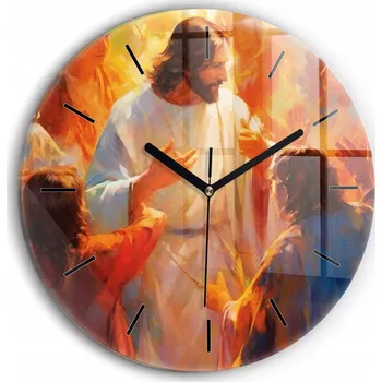 Hodiny Skleněné hodiny Sklo Tichý mechanismus Loft Nástěnný Ježíš Kristus a lidé
