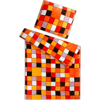Povlečení Povlečení mikroflanel Kostky oranžové 140x200, 70x90 cm