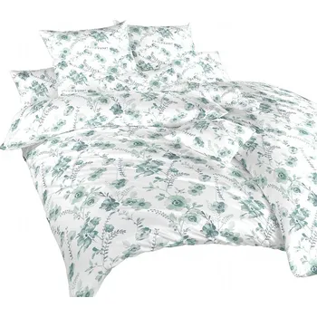 Povlečení Povlečení bavlna Kvítí mentolové na bílém 140x200, 70x90 cm