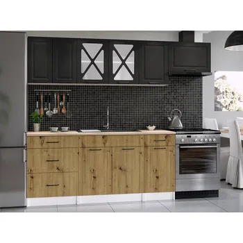 Kuchyňská linka Kuchyňská linka MARGID 240cm - Grafit + dub artisan