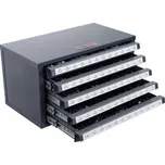 Dávkovač vrtáků VEVOR, pětizásuvková skříňka na vrtáky pro ocelové vrtáky č. 1 až 60 se štítky, stohovatelný zásobník vrtáků pro uložení vrtáků