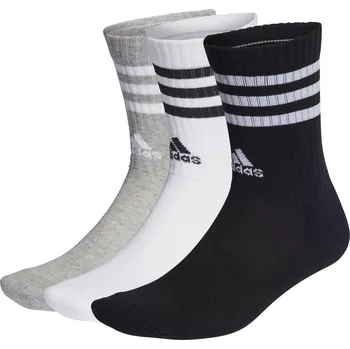 Pánské ponožky ADIDAS Ponožky 3-Stripes Cushioned Crew – 3 páry 48/50 BÍLÁ|ČERNÁ|ŠEDÁ