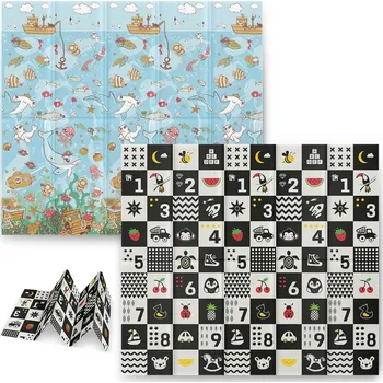 Hrací deka Hrací podložka Nukido Skládací pěnová podložka 200 × 180 × 1 cm oceán-čísla