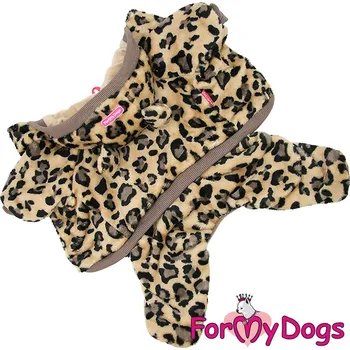 Obleček pro psa FOR MY DOGS Plyšový overal LEO BROWN WITH EARS, hnědý Velikost: 20/XXL