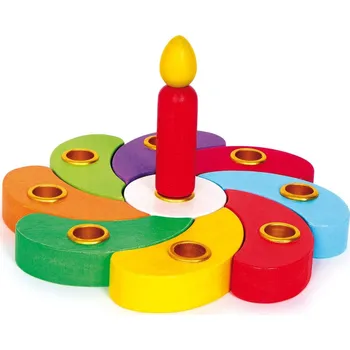 Dřevěná hračka Small Foot Malý nožní dřevěný narozeninový dort - květina