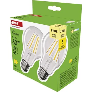 Osvětlení EMOS LED žárovka Filament A60 / E27 / 5,9 W (60 W) / 806 lm / teplá bílá 1525743207