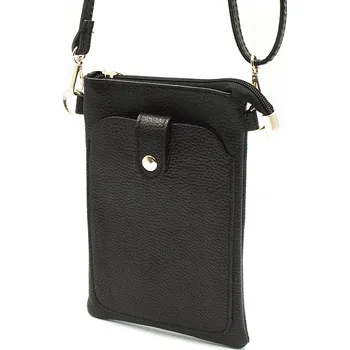 Kabelka Černá dámská kožená kabelka na mobil ITA7071
