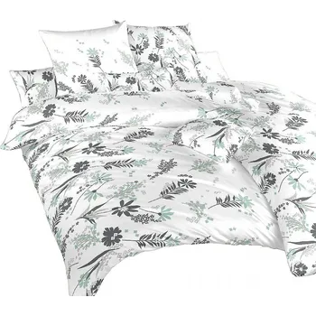 Povlečení Povlečení bavlna Agáta mentolová na bílém 240x200, 2x70x90 cm