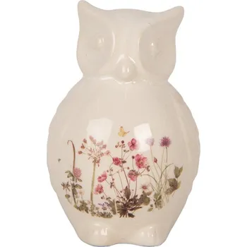 Bytová dekorace Keramická dekorace sova s lučními květy Flowers of Love M - 11*10*17 cm