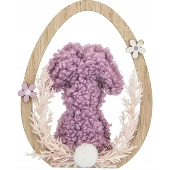 Velikonoční dekorace Altom Buklé králíček v dřevěném vejci, 11 x 2 x 14 cm, fialová