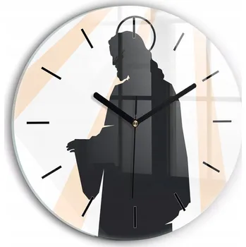 Hodiny Skleněné hodiny Sklo Tichý mechanismus Loft Nástěnný Ilustrace Ježíš Svatý