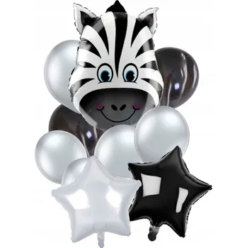 Balónek SADA 9 BALÓNKŮ FÓLIOVÝ BALÓNEK ŽIRAFA ZOO NAROZENINY