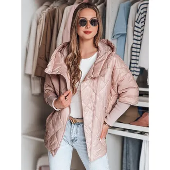 Světle růžová dámská přechodová bunda s manžetami na rukávech PUFFILOF TY4854 Velikost: S