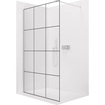 CERANO - Sprchová zástěna Walk-in Onyx Round L/P - 8 mm - kulatá vzpěra - chrom, industriální sklo - 130x200 cm