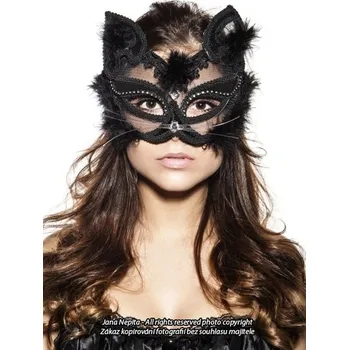 Karnevalová maska bristolČerná krajková maska - Luxury Cat