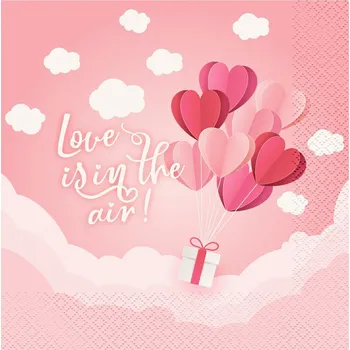 Papírový ubrousek GoDan Ubrousky Love Is In The Air Collection (růžové), 33x33 cm, 20 ks