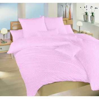 Povlečení Povlečení bavlna Puntík bílý na růžovém 140x200, 70x90 cm