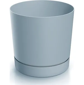 Květináč Plastový květináč TUBOS P s miskou světle šedý matný, varianta 33,8 cm