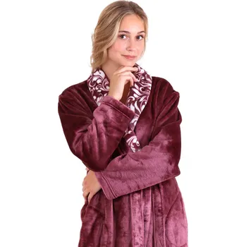 Dámský župan FLORA dámský hřejivý župan se šálovým límcem Vestis 25 56 Barva: MAUVE WINE 4853, Velikost: M