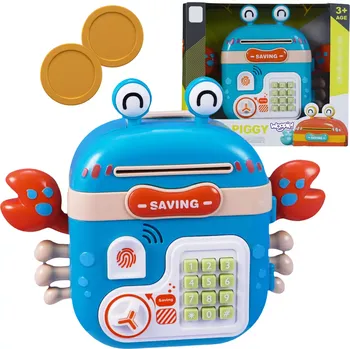 Pokladnička Elektronická pokladnička krab se sejfem na PIN – WOOPIE, modrá
