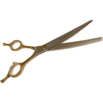 Kadeřnické nůžky TAURO PRO LINE Nůžky TPL Janita Plunge line 7" (18 cm) zahnuté - zlaté kroužky