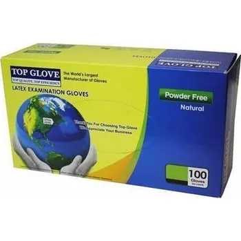 Vyšetřovací rukavice Neznámý Ochranné rukavice, jednorázové, latexové, vel. M, nepudrované, 100 ks, TOPGLOVE-M