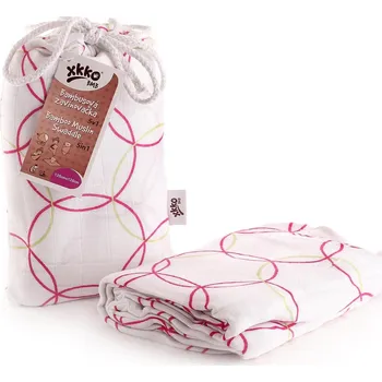 Zavinovačka XKKO BMB Bambusová zavinovačka 120 × 120 - Magenta Circles + klipy na kočárek