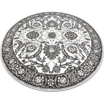 Koberec Koberec MATEO 8037/644 ramka, květiny - strukturální šedý kruh