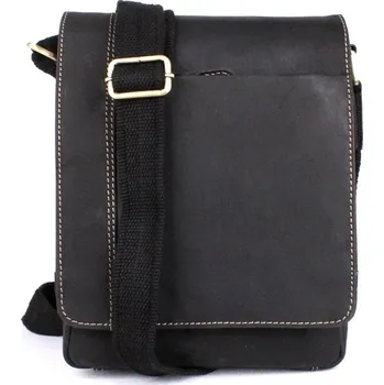 Středně velká černá kožená crossbody taška HGL no. 6025