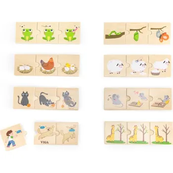 Dřevěná hračka Sada hlavolamů s logickými posloupnostmi Viga 44751 příroda a zvířata