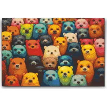 Diamantové malování Diamantové malování - Medvěd, kam se podíváš Velikost: 40x60cm, Rámování: Pouze srolované plátno, Diamanty: Kulaté