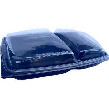 Miska PP s víkem REUSE opakovaně použitelná 23,2x17,2,x6 2-dílná, černá miska, transparentní víčko Balík (30ks)