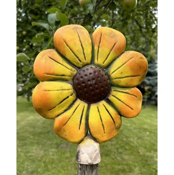 Zahradní dekorace Keramická dekorace na zahradu Plotovka Květina oranžová