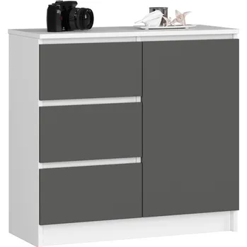 Komoda Komoda K80 JERRY 1D 3SZ bílá, grafitová / šedá