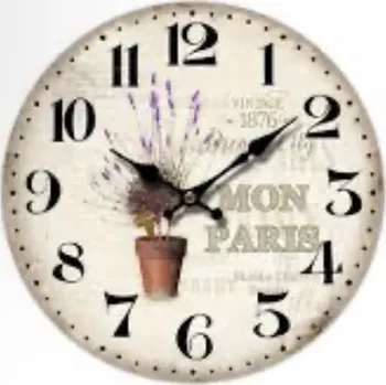 Hodiny Dřevěné hodiny na zeď Garden Levandule Mon Paris