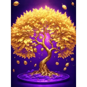 Diamantové malování Diamantové malování - Zlatý strom štěstí (50x70)