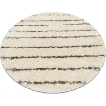 Koberec Koberec FLUFFY kruh shaggy pásky - krém / béžový