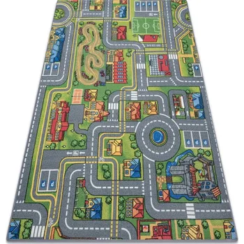 Koberec Dětský koberec REBEL ROADS City life 97 Město, protiskluzový - šedý