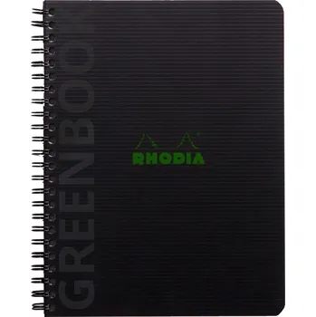 Clairefontaine, Zápisník Rhodia Greenbook, A5+, 80 listů, linkovaný, s děrováním, černý