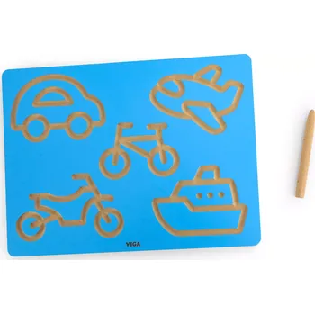 Dřevěná hračka Viga grafomotorická tabulka vozidla