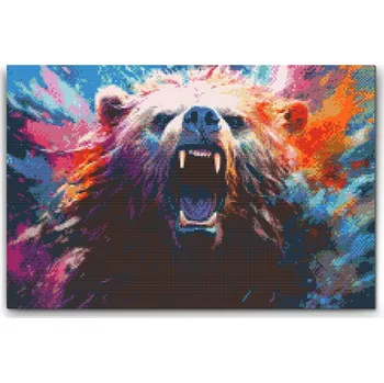 Diamantové malování Diamantové malování - Rozzuřený medvěd Velikost: 40x60cm, Rámování: Pouze srolované plátno, Diamanty: Kulaté
